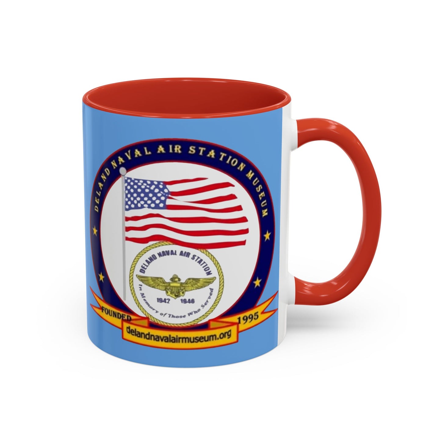 DeLand Naval Air Station Museum Light Blue Accent Mug by theGreenDragonTavern.shop