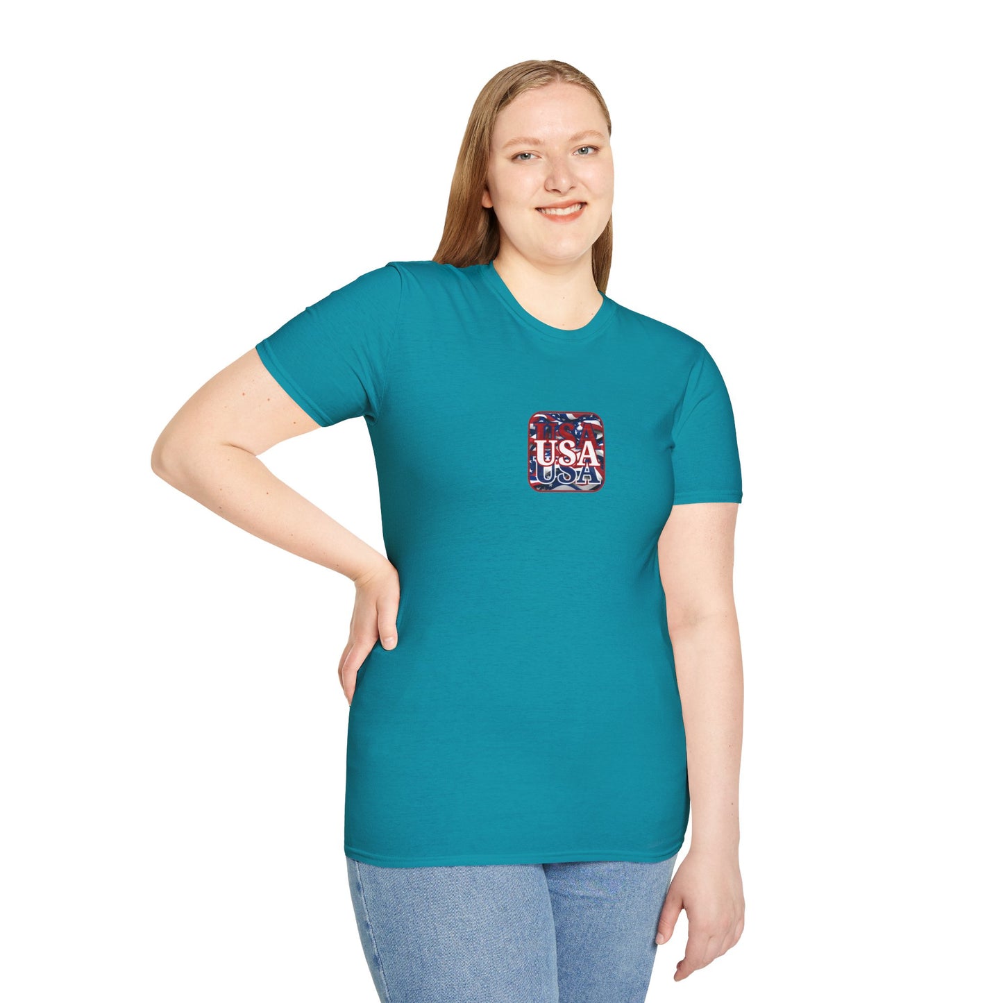 2-sided, Red WHITE and Blue USA Patriot Dark colors Unisex T-Shirt by theGreenDragonTavern.shop