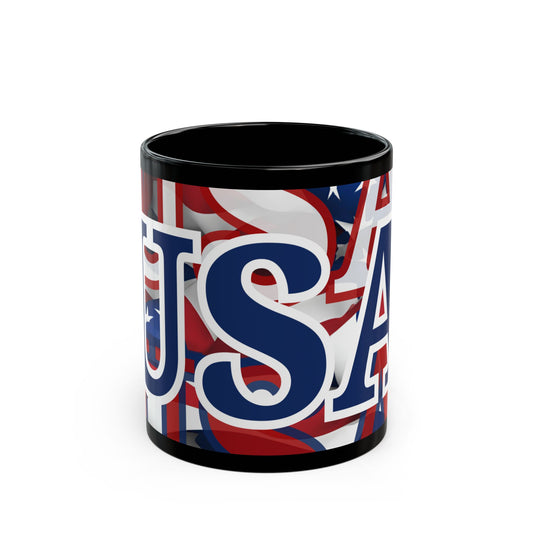 USA! USA! USA Blue font Patriot Red Mug by theGreenDragonTavern.shop