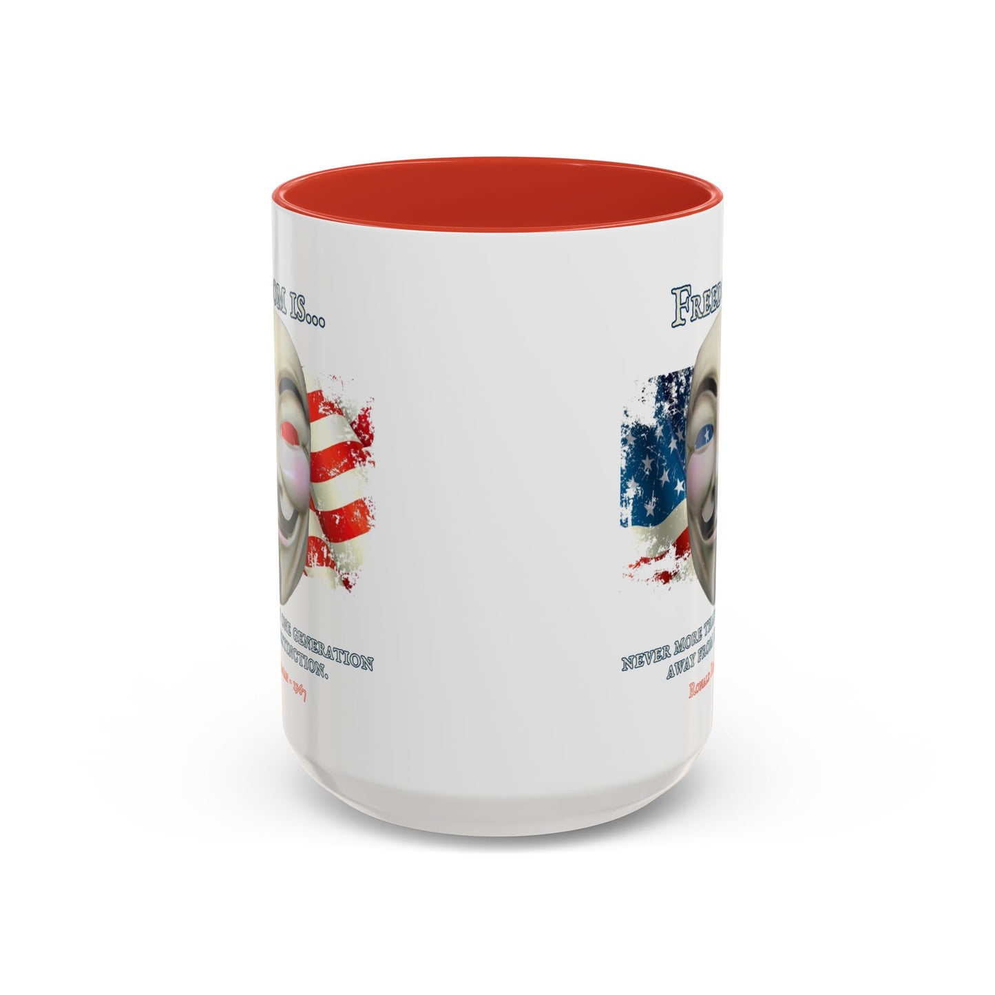 Ronald Reagan Freedom Vendetta White Accent Mug by theGreenDragonTavern.shop