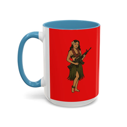Hula Girl Packin' Heat Red Accent Mug by theGreenDragonTavern.shop