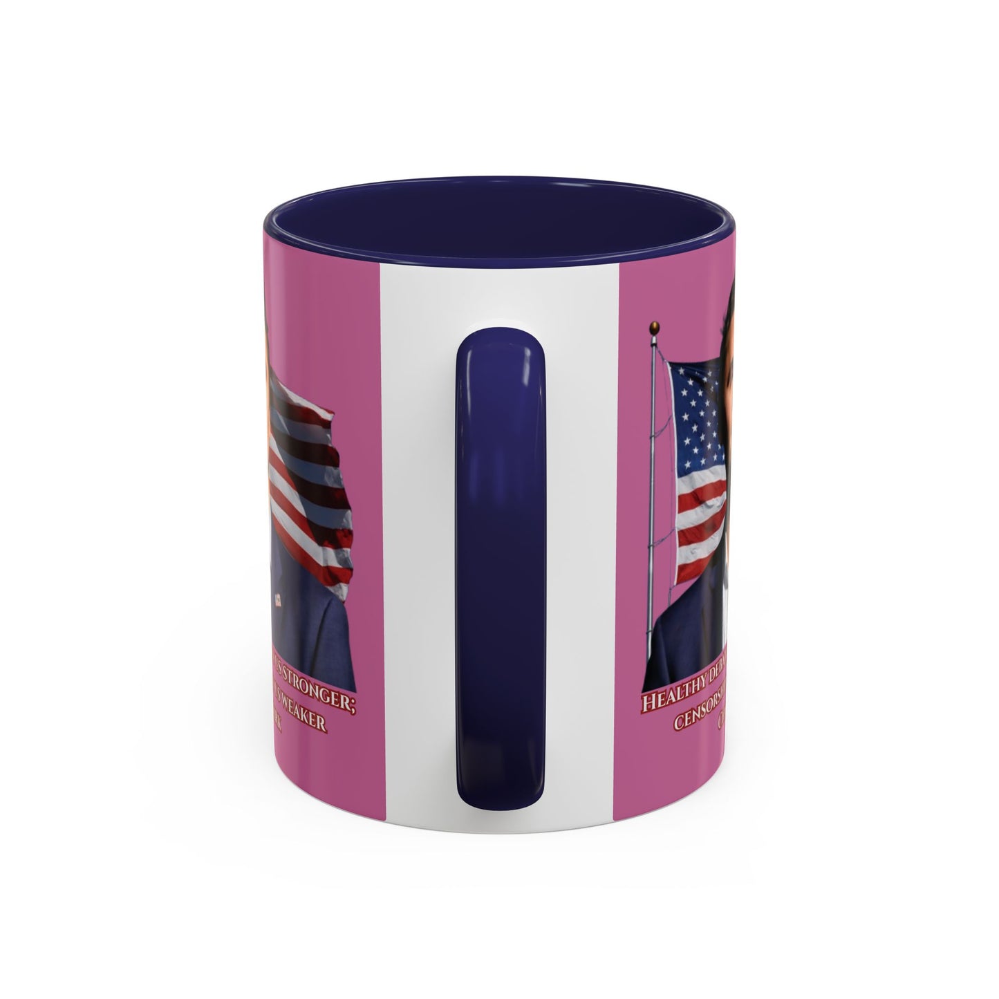 Charlie Kirk, Healthy Debate Pink Accent Mug by theGreenDragonTavern.shop