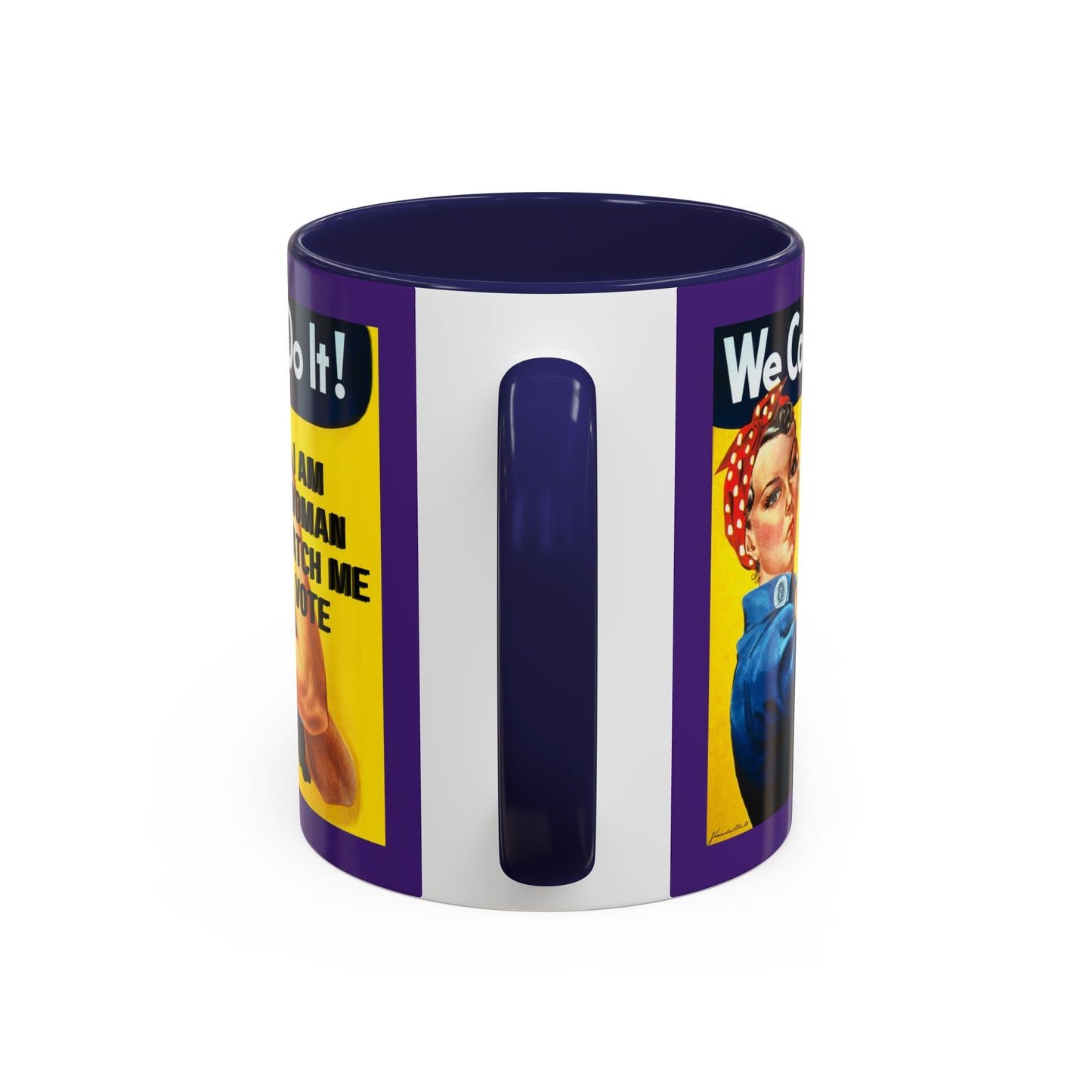 I Am Woman Watch Me Vote Rosie Dark Purple Accent Mug by theGreenDragonTavern.shop