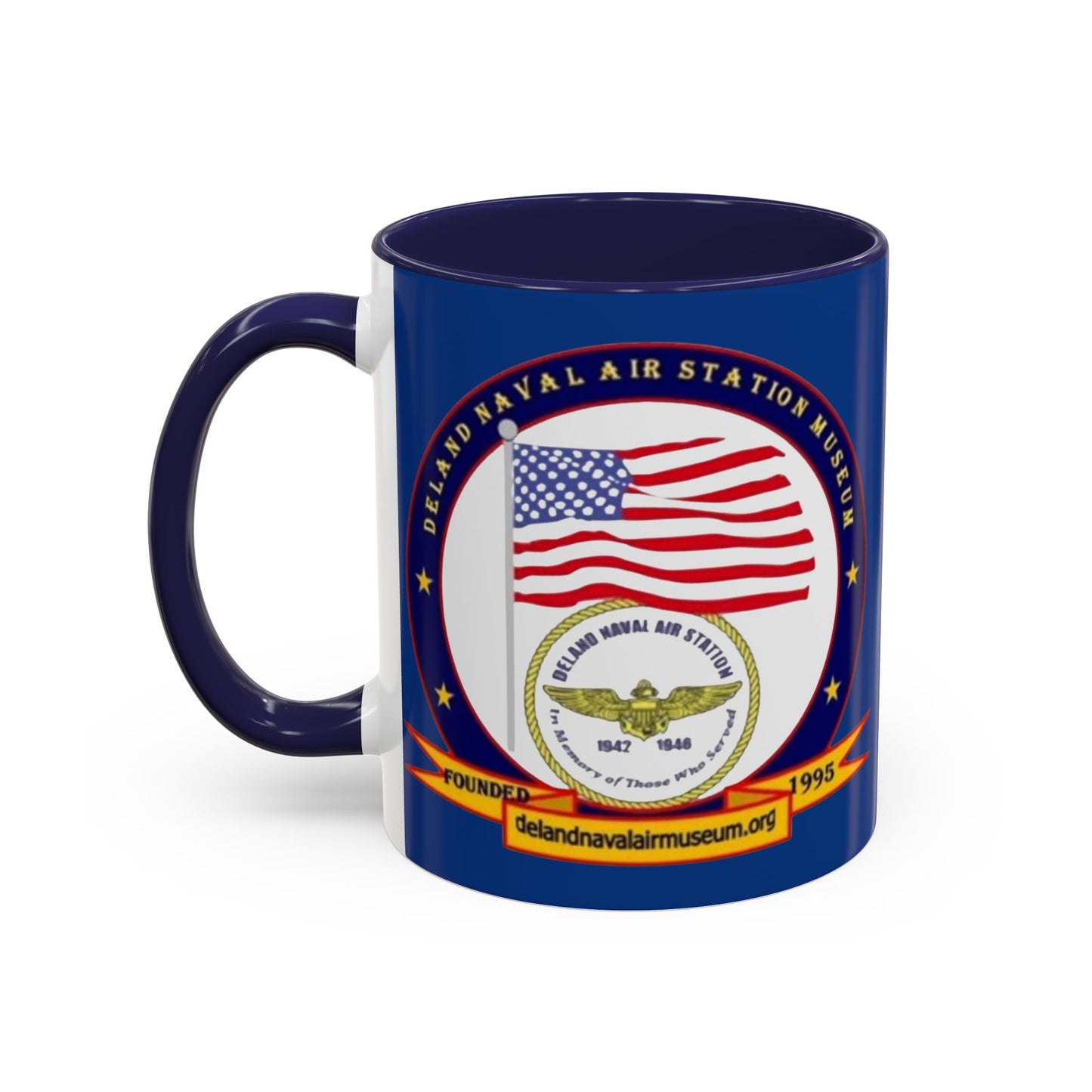 DeLand Naval Air Station Museum Blue Accent Mug by theGreenDragonTavern.shop