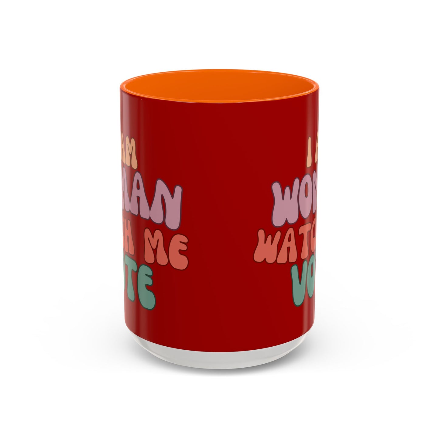 I Am Woman Watch Me Vote Red Accent Mug by theGreenDragonTavern.shop