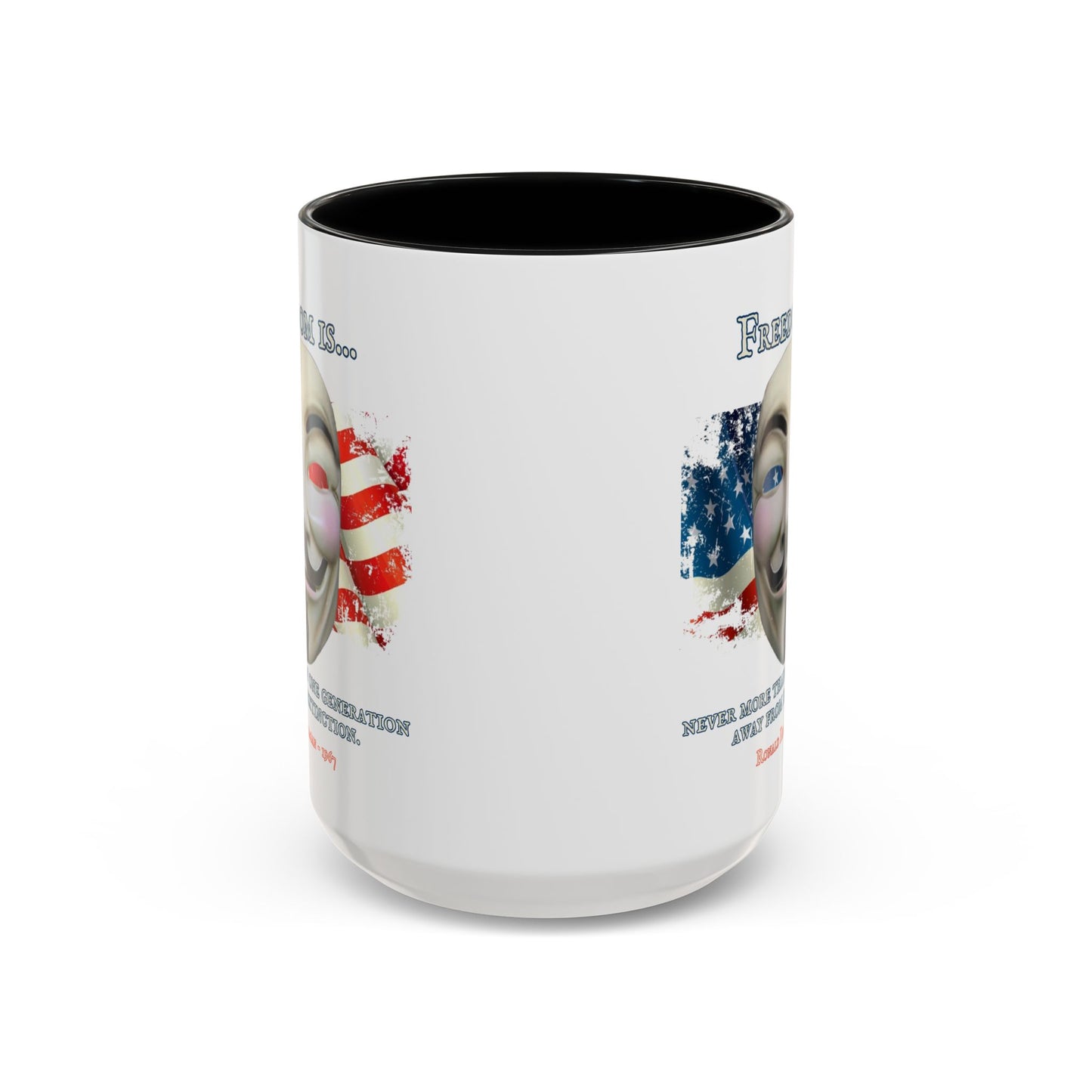 Ronald Reagan Freedom Vendetta White Accent Mug by theGreenDragonTavern.shop