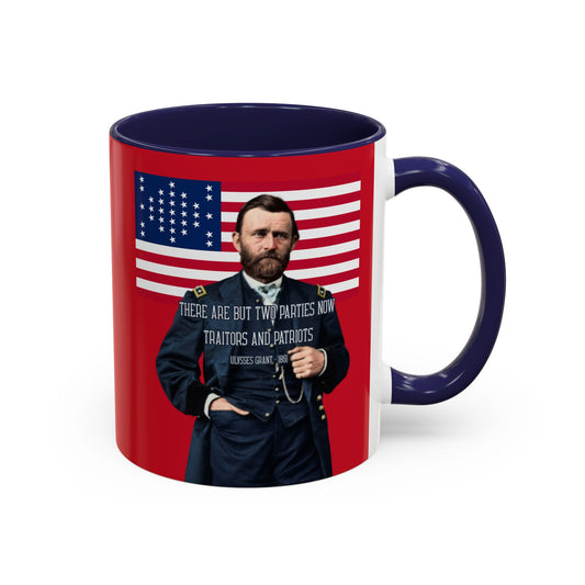 "Traitors and Patriots" Ulysses Grant Red Accent Mug by theGreenDragonTavern.shop