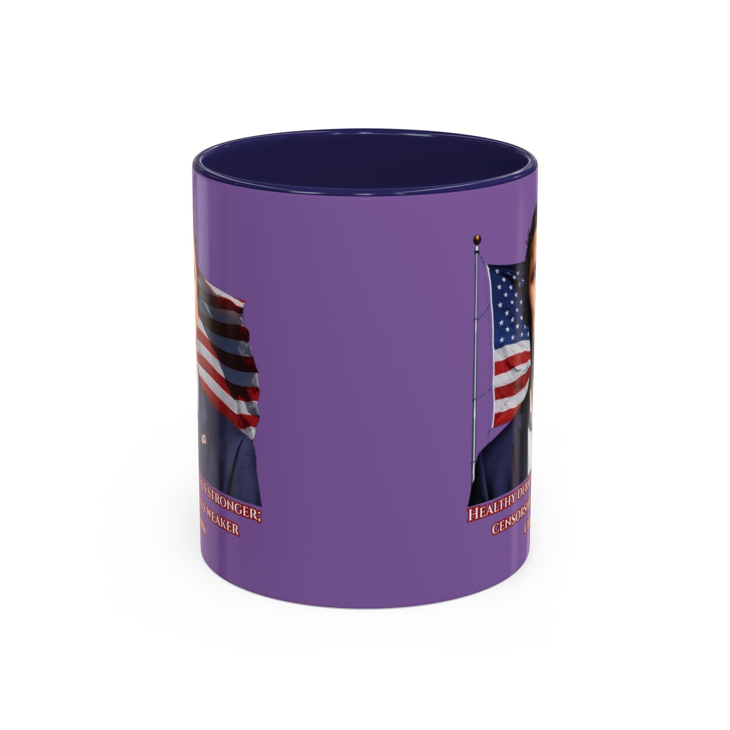 Charlie Kirk, Healthy Debate Light Purple Accent Mug by theGreenDragonTavern.shop