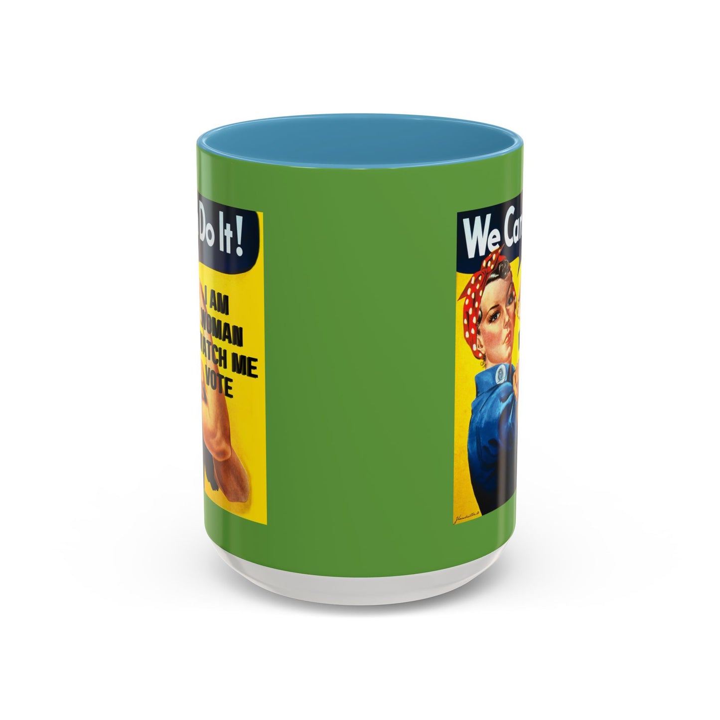 I Am Woman Watch Me Vote Rosie Green Accent Mug by theGreenDragonTavern.shop