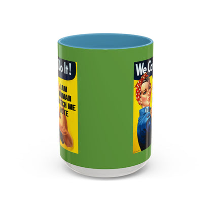 I Am Woman Watch Me Vote Rosie Green Accent Mug by theGreenDragonTavern.shop
