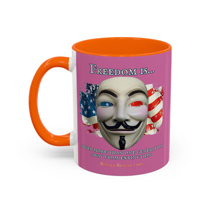 Ronald Reagan Freedom Vendetta Pink Accent Mug by theGreenDragonTavern.shop