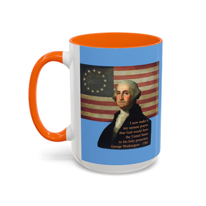 Washington's Earnest Prayer Light Blue Accent Mug by theGreenDragonTavern.shop