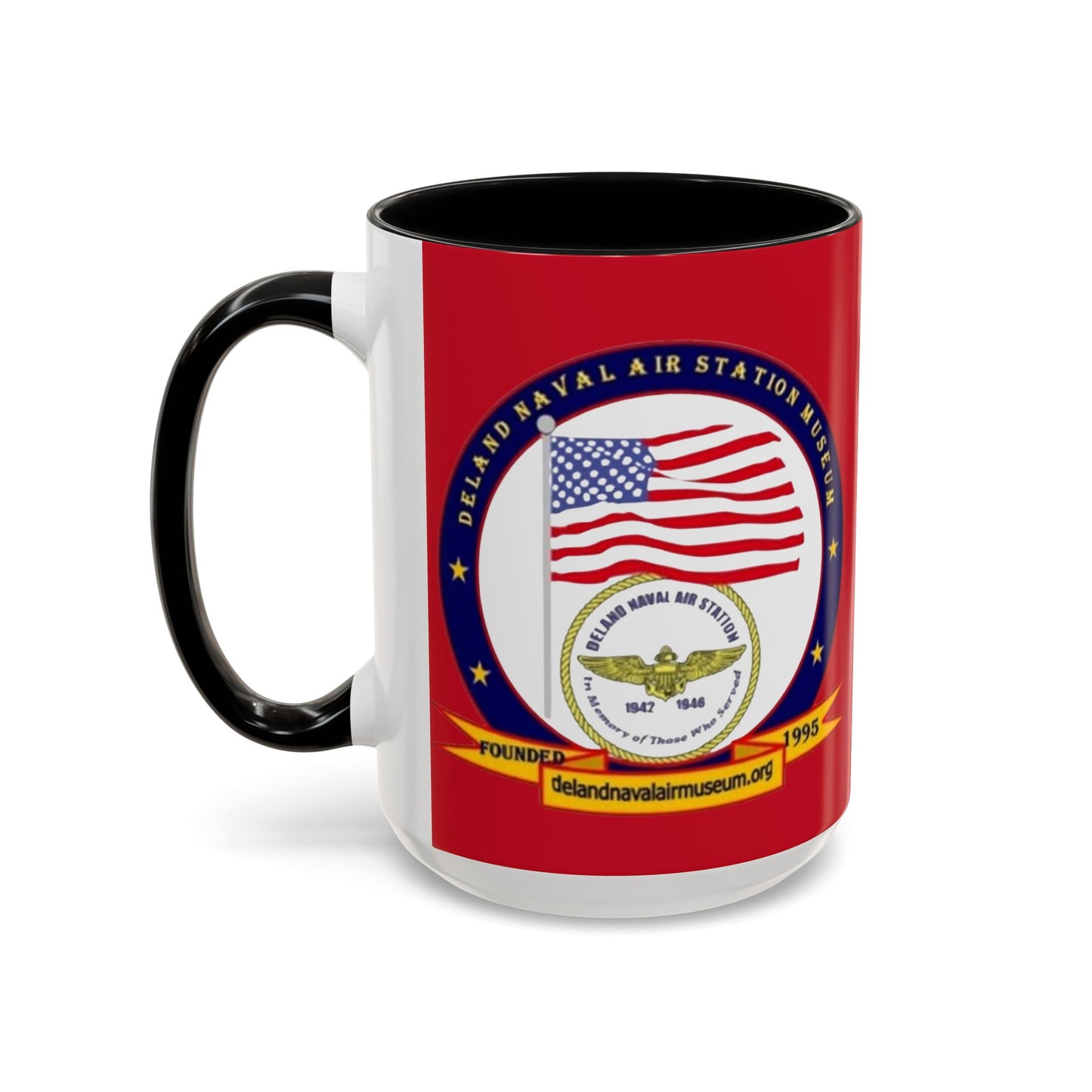 DeLand Naval Air Station Museum Red Accent Mug by theGreenDragonTavern.shop