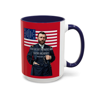 "Traitors and Patriots" Ulysses Grant Red Accent Mug by theGreenDragonTavern.shop