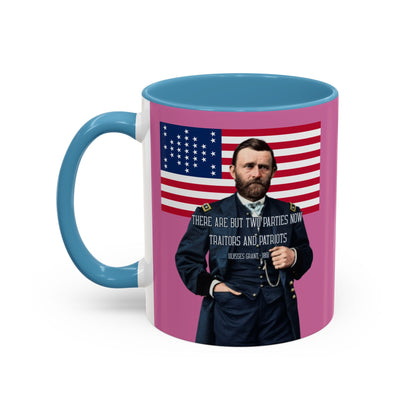 "Traitors and Patriots" Ulysses Grant Pink Accent Mug by theGreenDragonTavern.shop