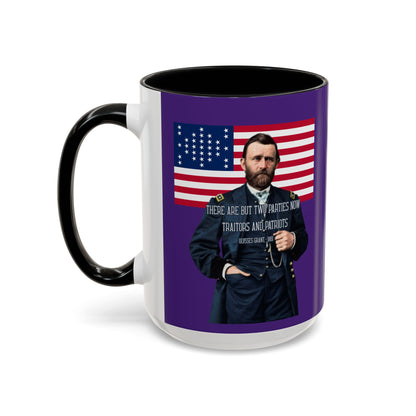 "Traitors and Patriots" Ulysses Grant Dark Purple Accent Mug by theGreenDragonTavern.shop