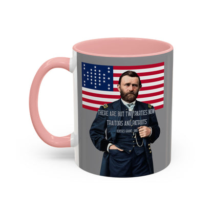 "Traitors and Patriots" Ulysses Grant Grey Accent Mug by theGreenDragonTavern.shop