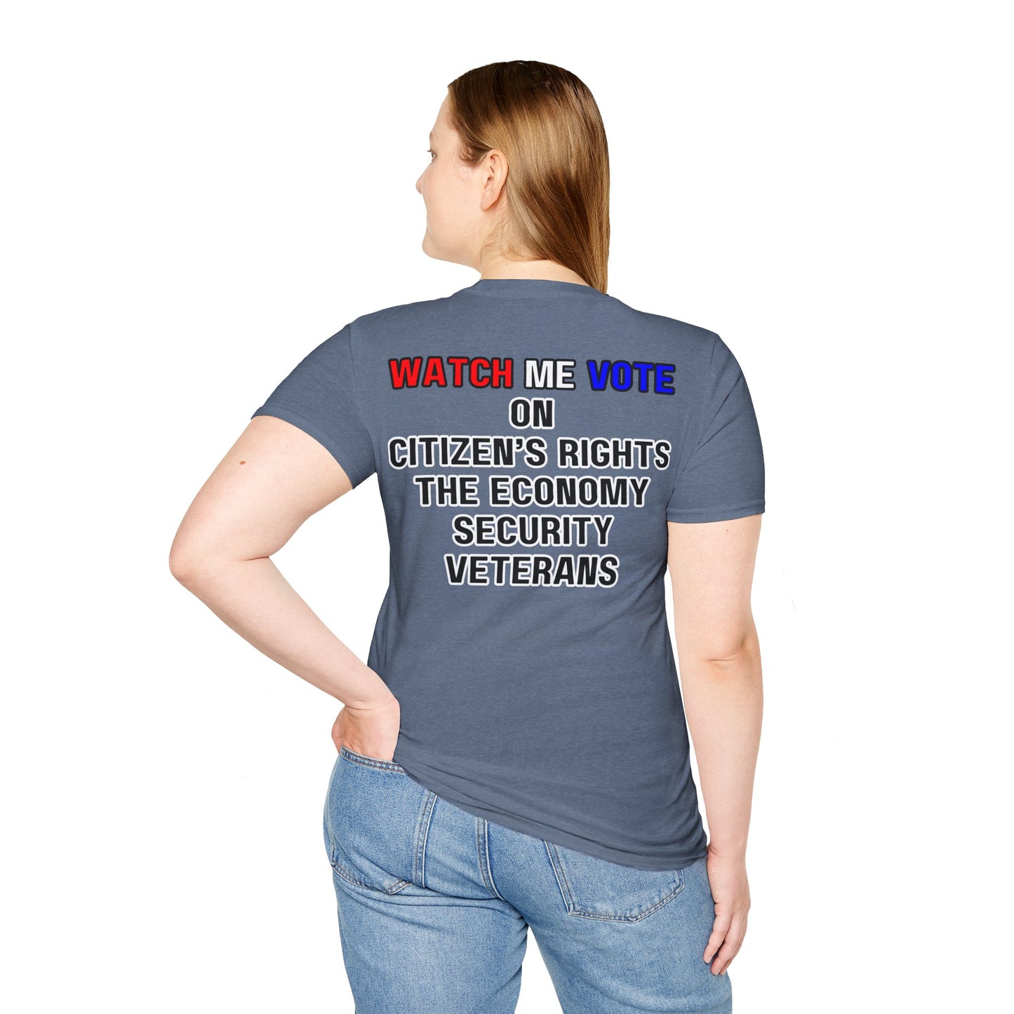 2-sided I Am Woman Watch Me Vote DKcolors Rosie Unisex T-Shirt by theGreenDragonTavern.shop