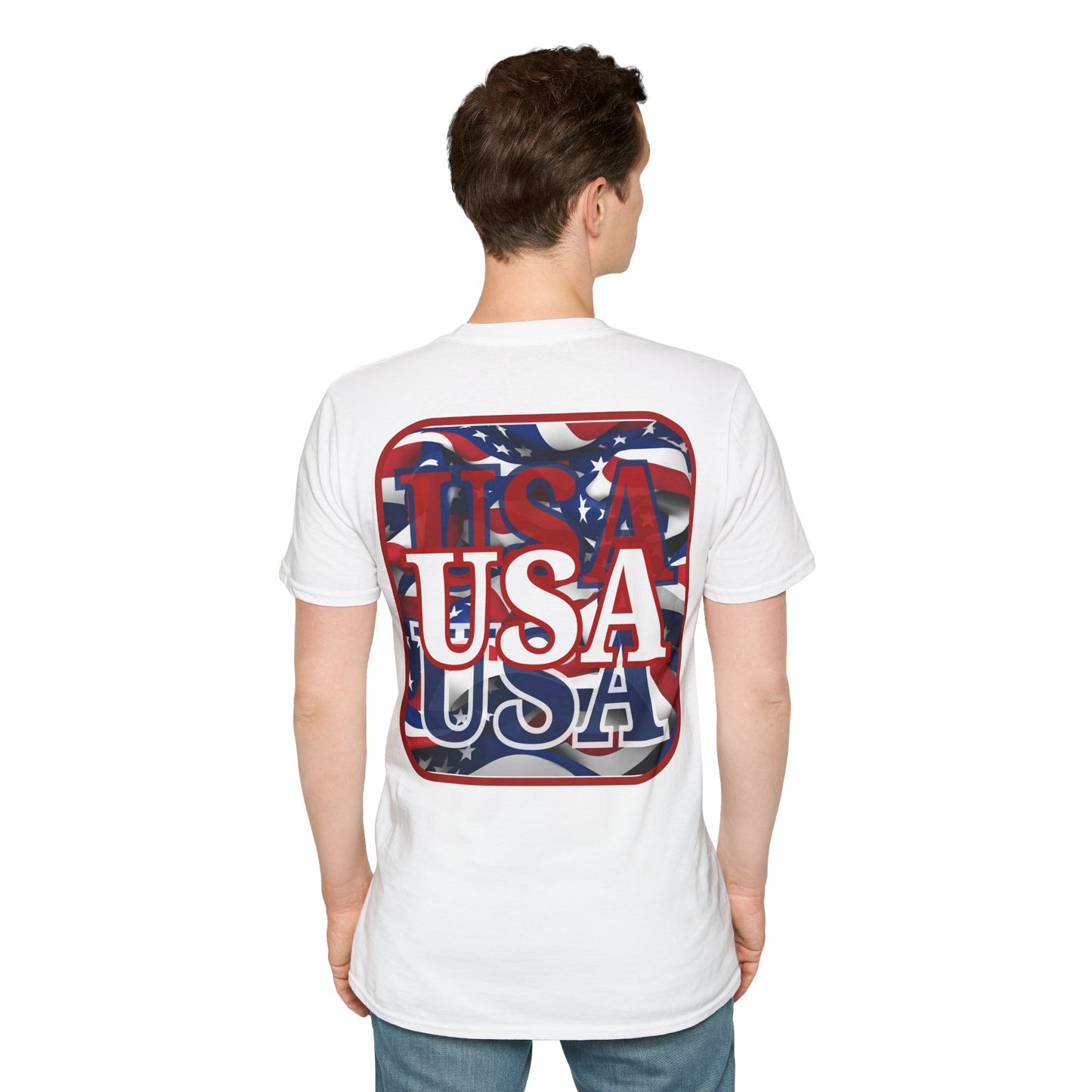 2-sided, Red WHITE and Blue USA Patriot Light colors Unisex T-Shirt by theGreenDragonTavern.shop
