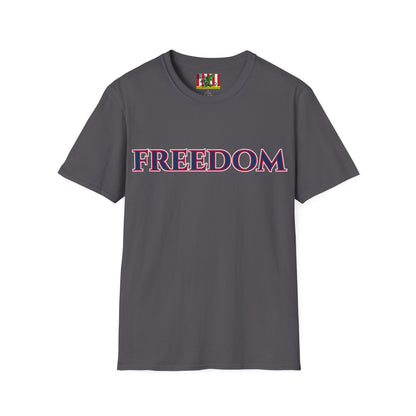 Freedom, Blue font, Dark colors Unisex T-Shirt by theGreenDragonTavern.shop