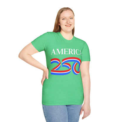 America 250 White font, Dark colors, Unisex T-Shirt by theGreenDragonTavern.shop