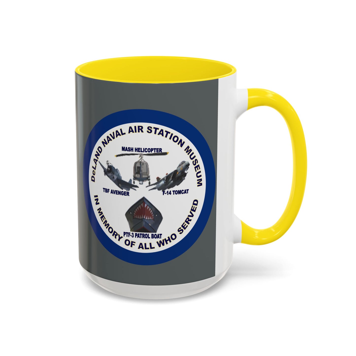 DNASM 2-sided, Founding & Student Art w/Navy Ring Grey Accent Mug by theGreenDragonTavern.shop