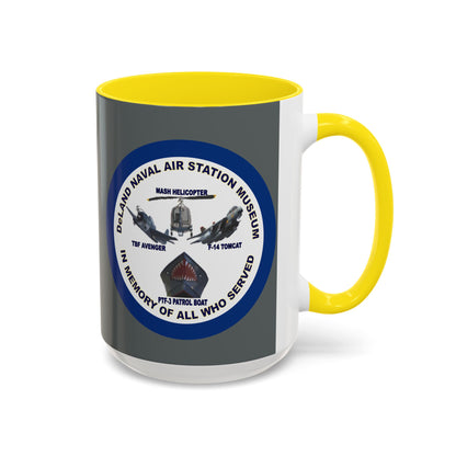 DNASM 2-sided, Founding & Student Art w/Navy Ring Grey Accent Mug by theGreenDragonTavern.shop