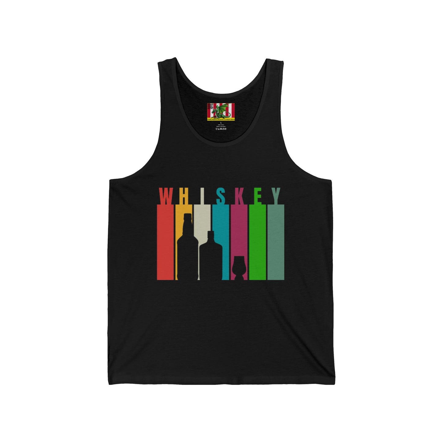 Whiskey spelled with an 'e' Unisex Jersey Tank Top by theGreenDragonTavern.shop