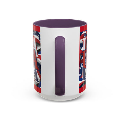 USA Red font Center Patriot Red Accent Mug by theGreenDragonTavern.shop