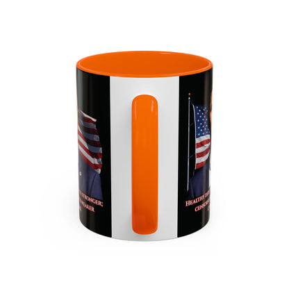 Charlie Kirk, Healthy Debate Black Accent Mug by theGreenDragonTavern.shop