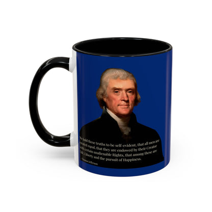 We hold these truths to be self-evident Dark Blue Accent Mug by theGreenDragonTavern.shop