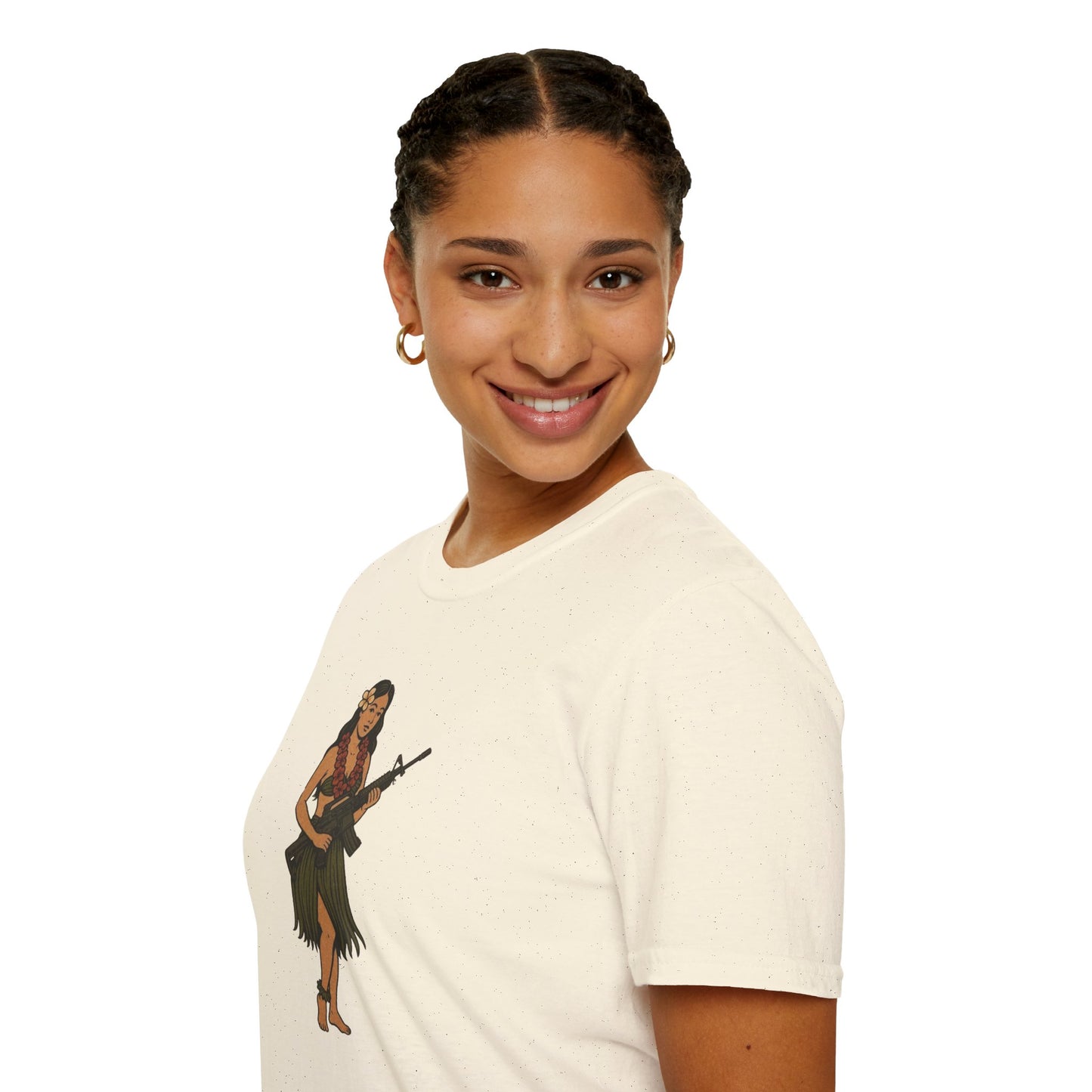 Hula Girl Packin' Heat Light colors Unisex T-Shirt by theGreenDragonTavern.shop