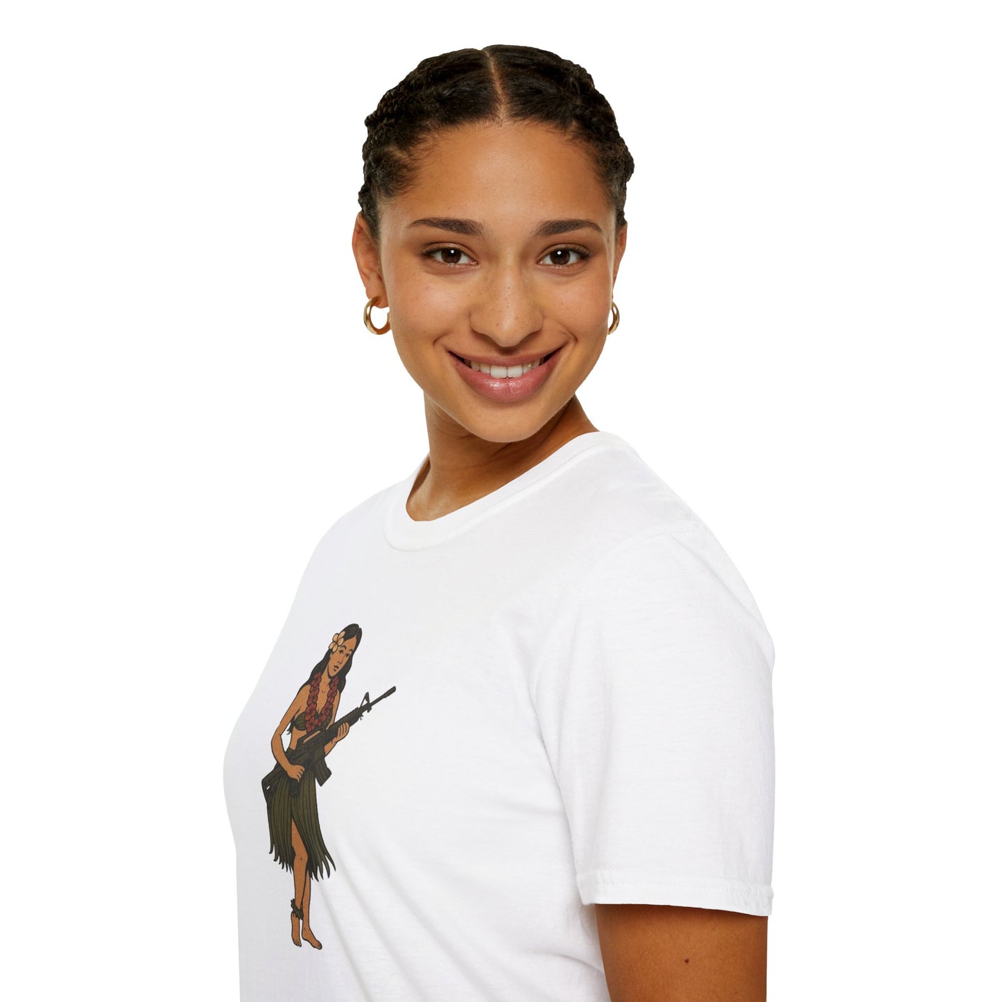 Hula Girl Packin' Heat Light colors Unisex T-Shirt by theGreenDragonTavern.shop