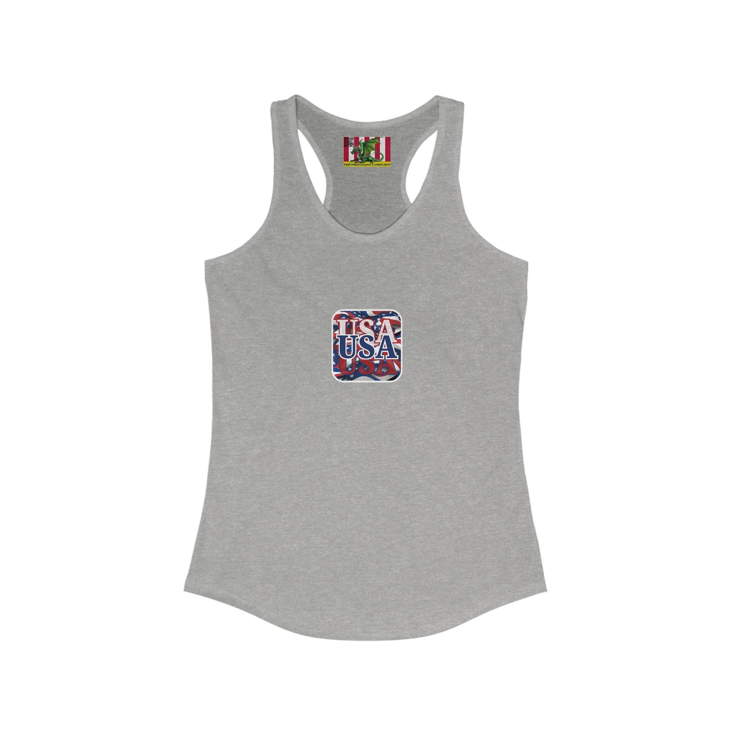 2-sided, Red White and BLUE USA Patriot Women's Racerback Tank Top by theGreenDragonTavern.shop