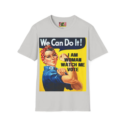I Am Woman Watch Me Vote Rosie Light colors Unisex T-Shirt by theGreenDragonTavern.shop