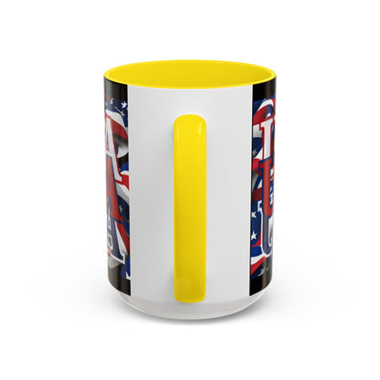 USA Red font Center Patriot Black Accent Mug by theGreenDragonTavern.shop
