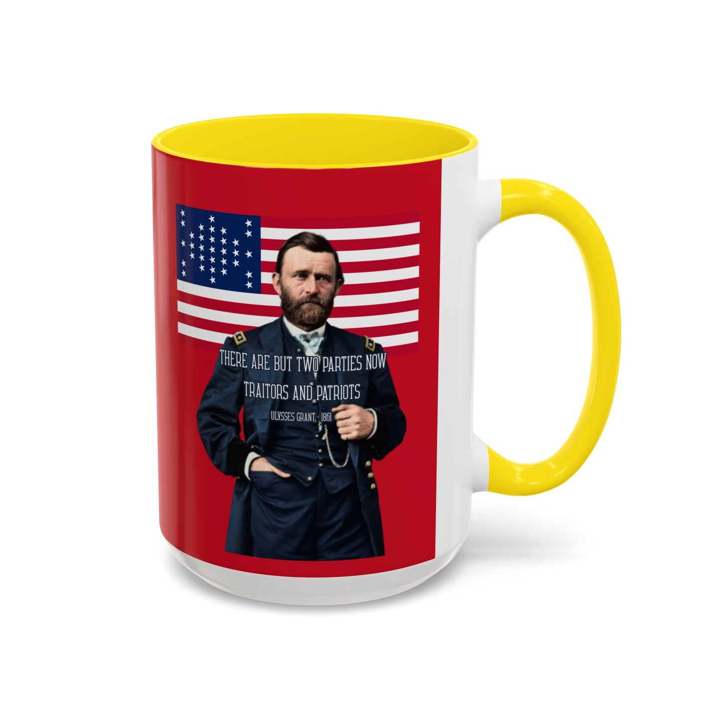 "Traitors and Patriots" Ulysses Grant Red Accent Mug by theGreenDragonTavern.shop