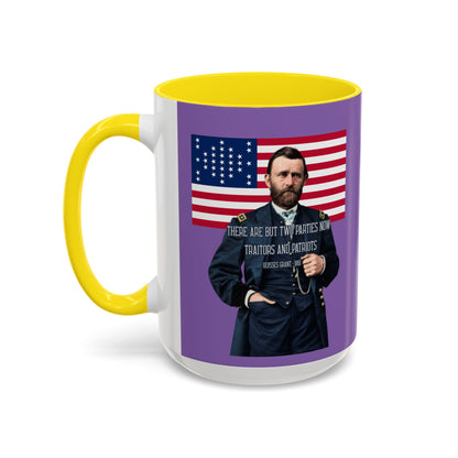 "Traitors and Patriots" Ulysses Grant Light Purple Accent Mug by theGreenDragonTavern.shop