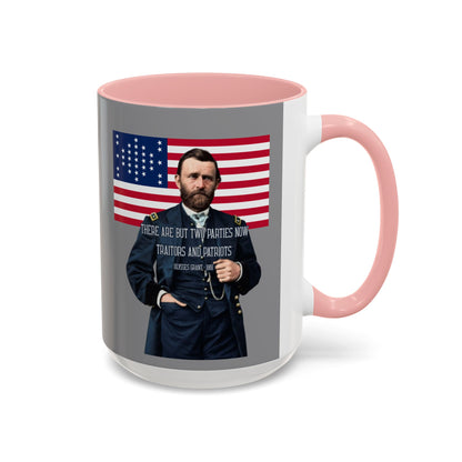 "Traitors and Patriots" Ulysses Grant Grey Accent Mug by theGreenDragonTavern.shop