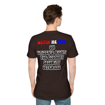 2-sided, I Am Woman Watch Me Vote Dark colors Unisex T-Shirt by theGreenDragonTavern.shop