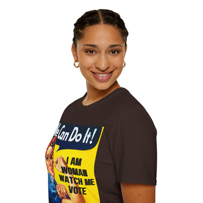 I Am Woman Watch Me Vote Rosie Dark colors Unisex T-Shirt by theGreenDragonTavern.shop