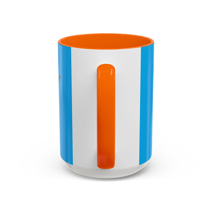 Hula Girl Packin' Heat Light Blue Accent Mug by theGreenDragonTavern.shop