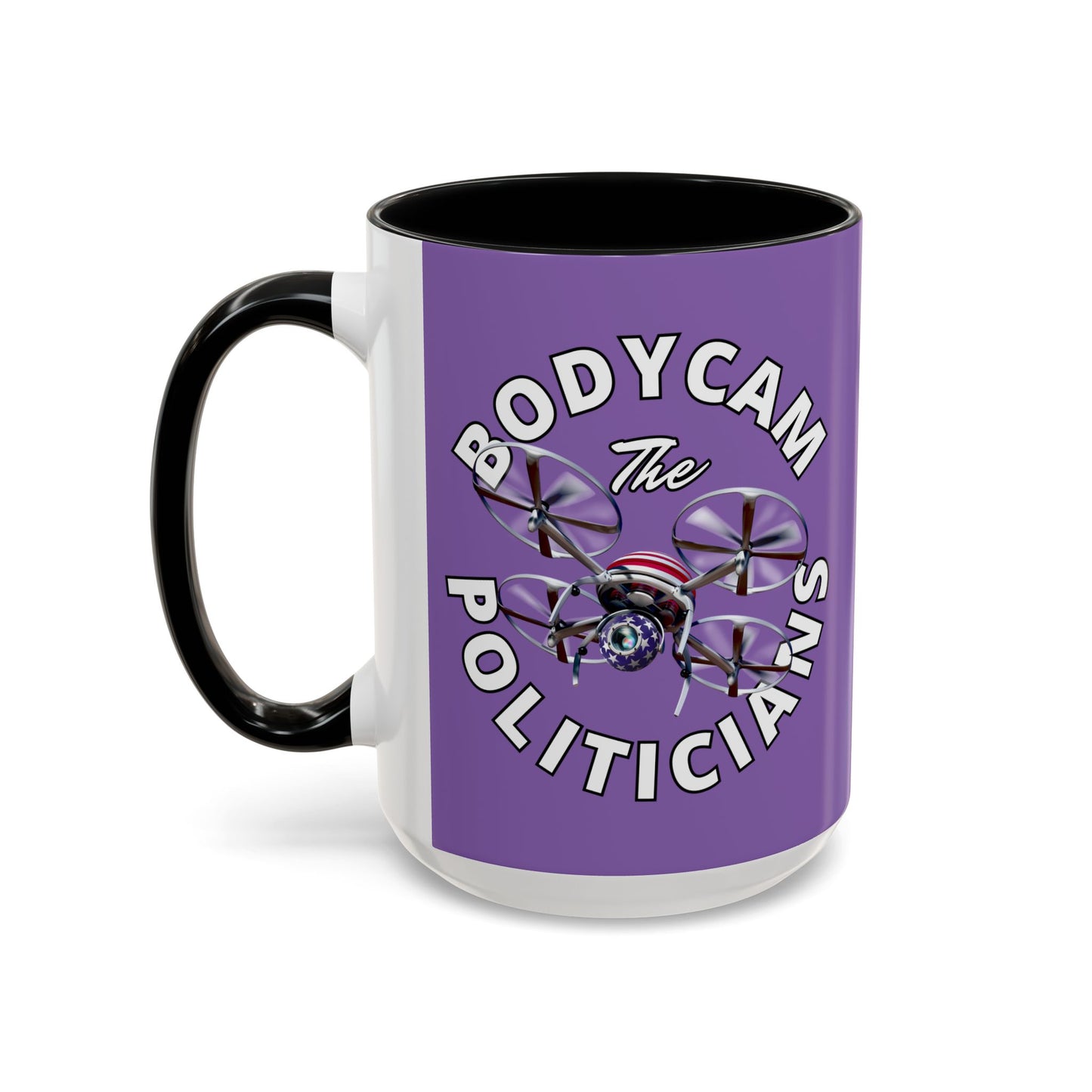 Bodycam the Politicians Drone Light Purple Accent Mug by theGreenDragonTavern.shop