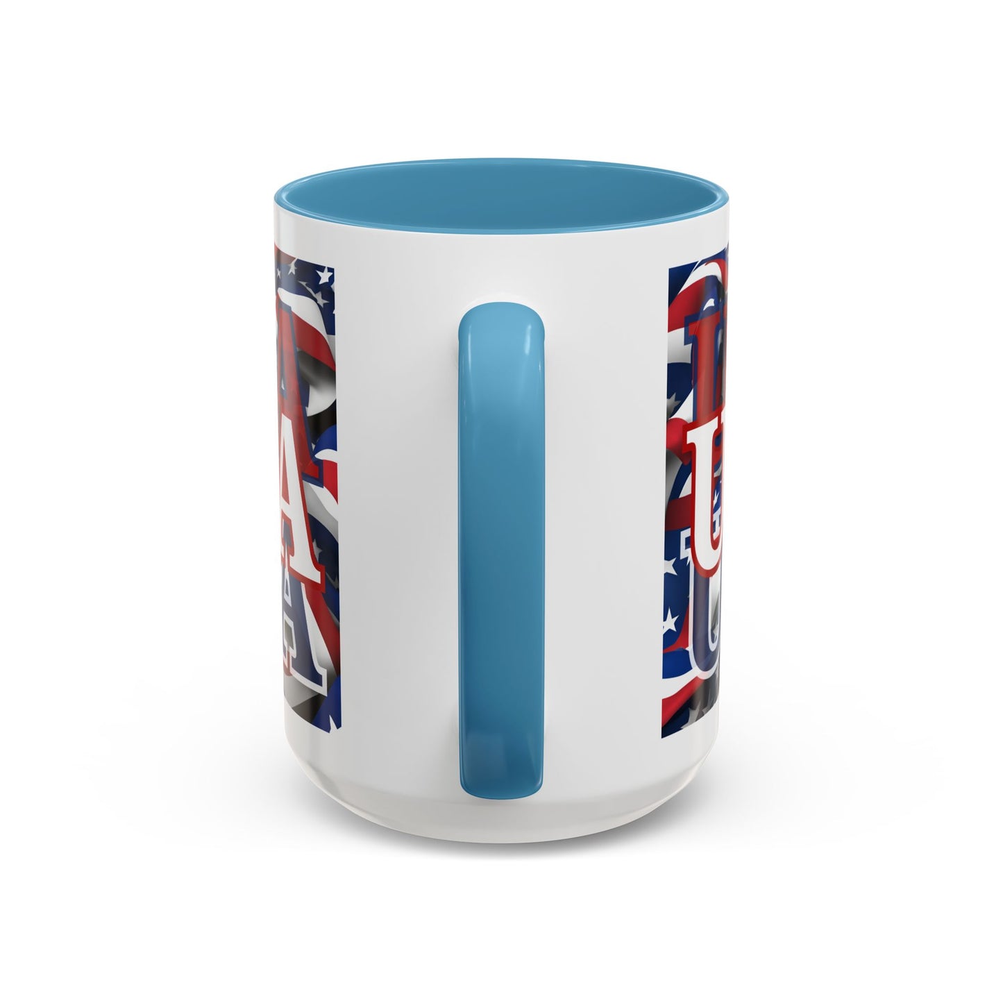 USA White font Center Patriot White Accent Mug by theGreenDragonTavern.shop