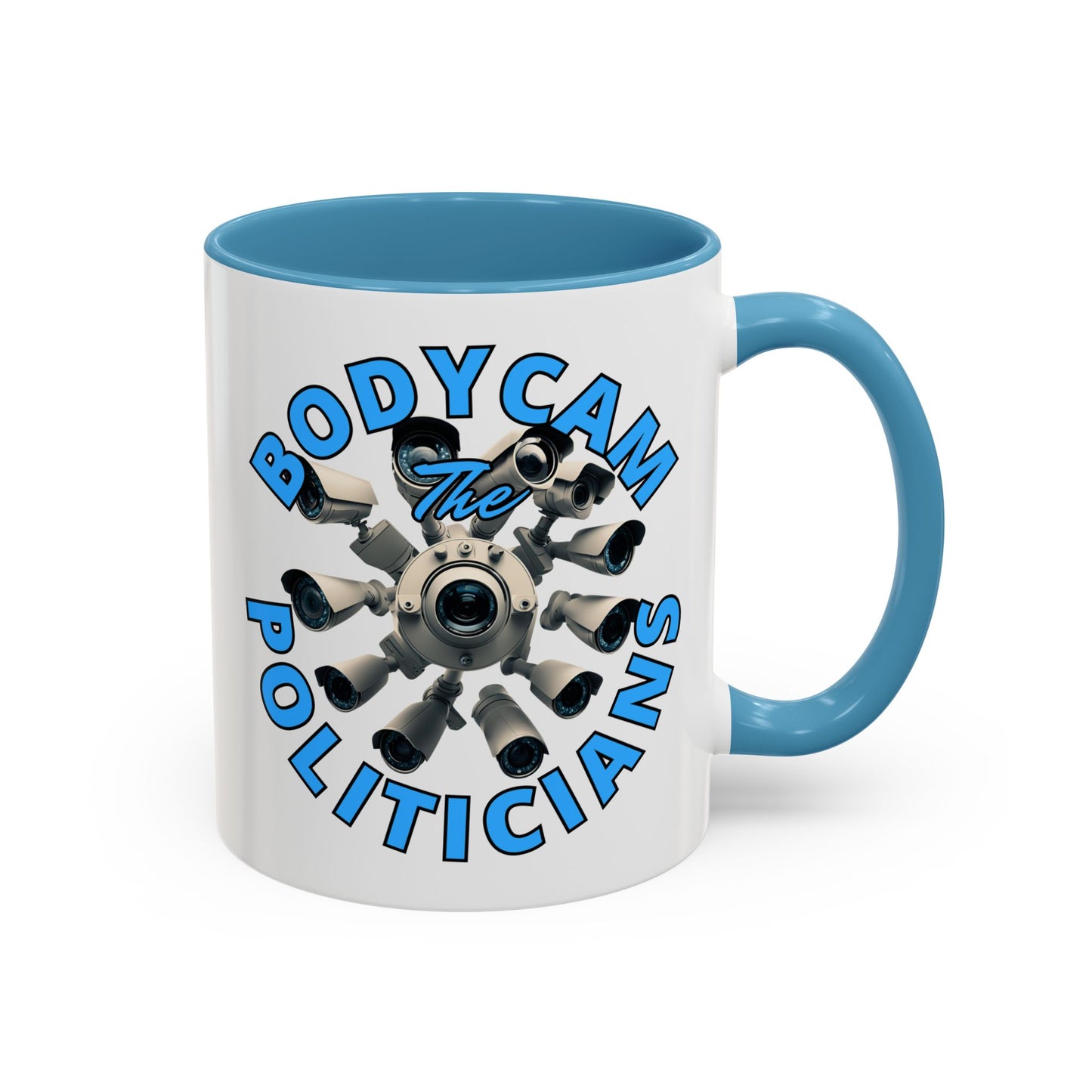 Bodycam the Politicians Cameras White Accent Mug by theGreenDragonTavern.shop