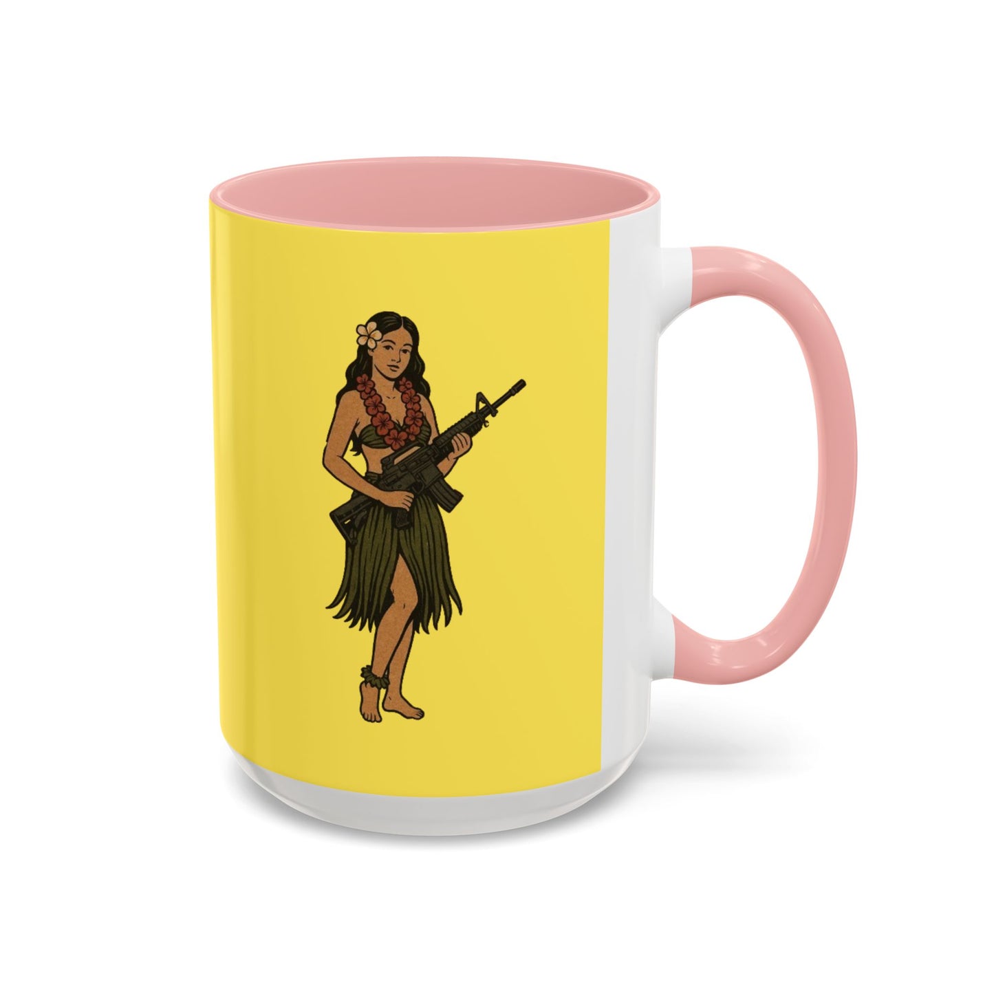 Hula Girl Packin' Heat Pineapple Accent Mug by theGreenDragonTavern.shop