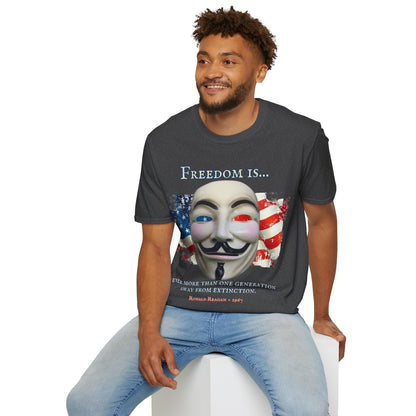 Ronald Reagan Freedom Vendetta Dark colors Unisex T-Shirt by theGreenDragonTavern.shop