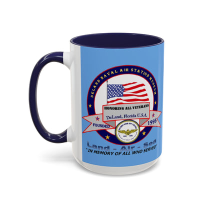 DNASM 2-sided, Founding & Student Art Light Blue Accent Mug by theGreenDragonTavern.shop