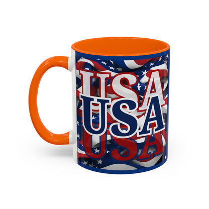 USA Blue font Center Patriot Blue Accent Mug by theGreenDragonTavern.shop