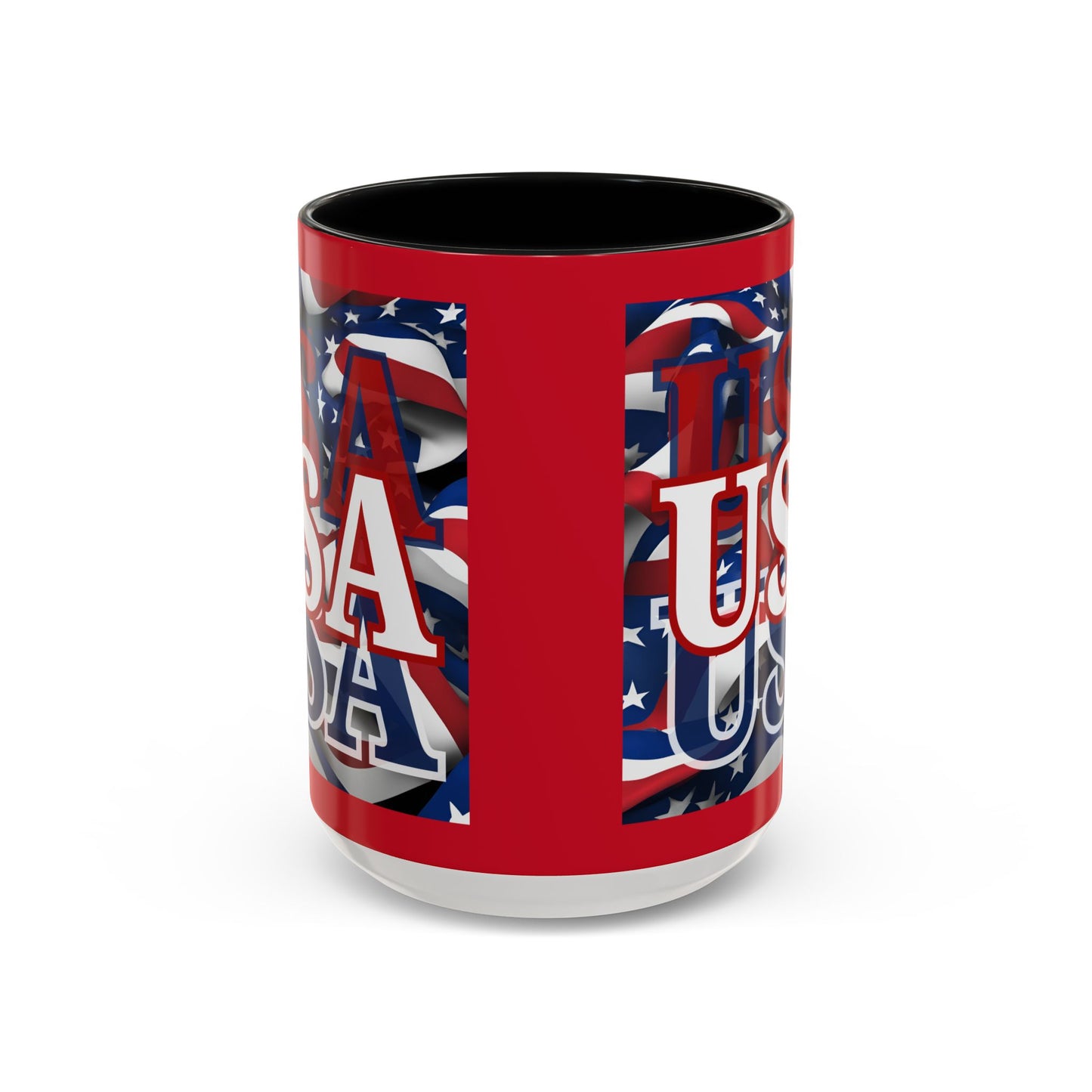 USA White font Center Patriot Red Accent Mug by theGreenDragonTavern.shop